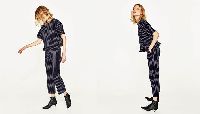 Wide side-striped trousers - Black - Ladies | H&M IN