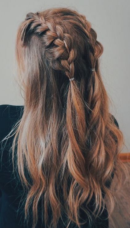 A half up half down hairstyle with braids on it!, hairstyle