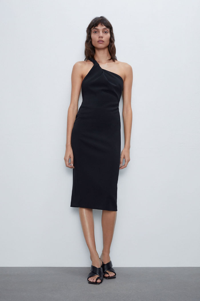 zara asymmetric pencil dress