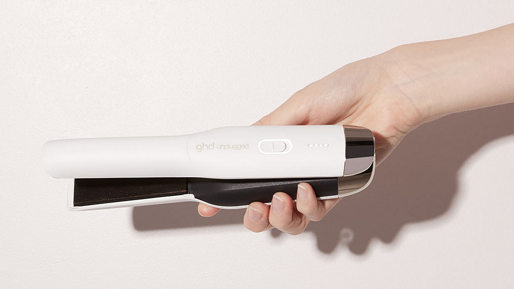 The GHD Unplugged is a portable and cordless hair styler.