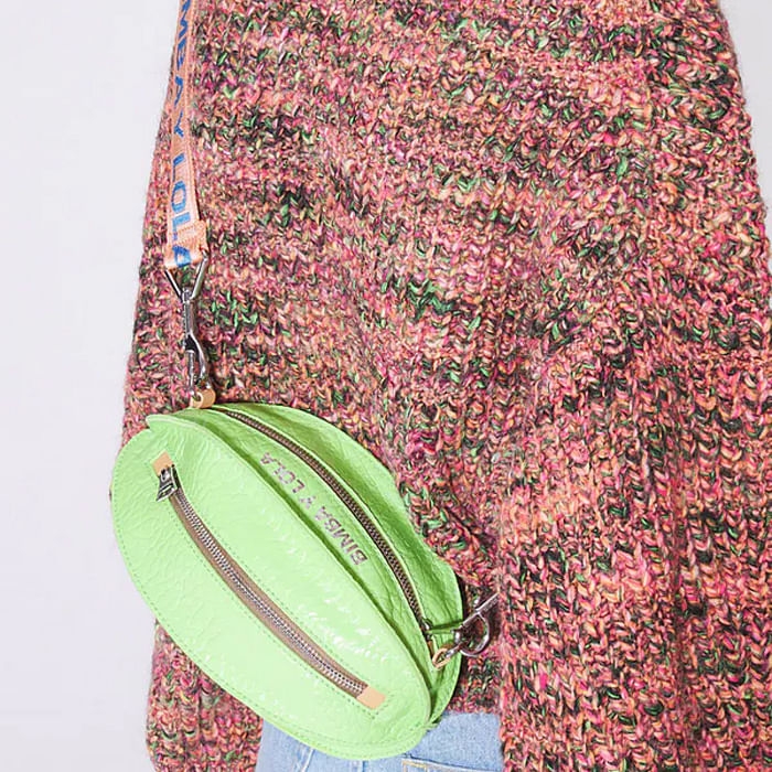 S neon green leather Pelota bag