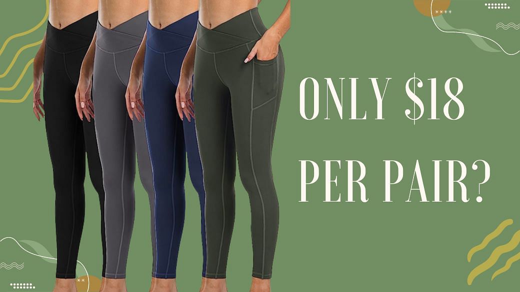 YOUNGCHARM 4 Pack Leggings with Pockets for Women,High Waist Tummy Control