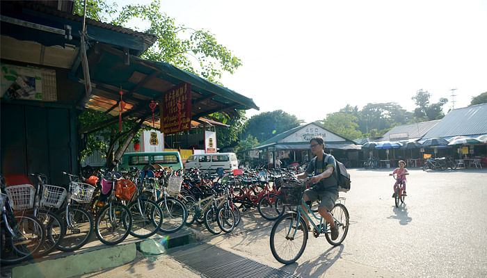 bicycle rental shops at Pulau Ubin island.