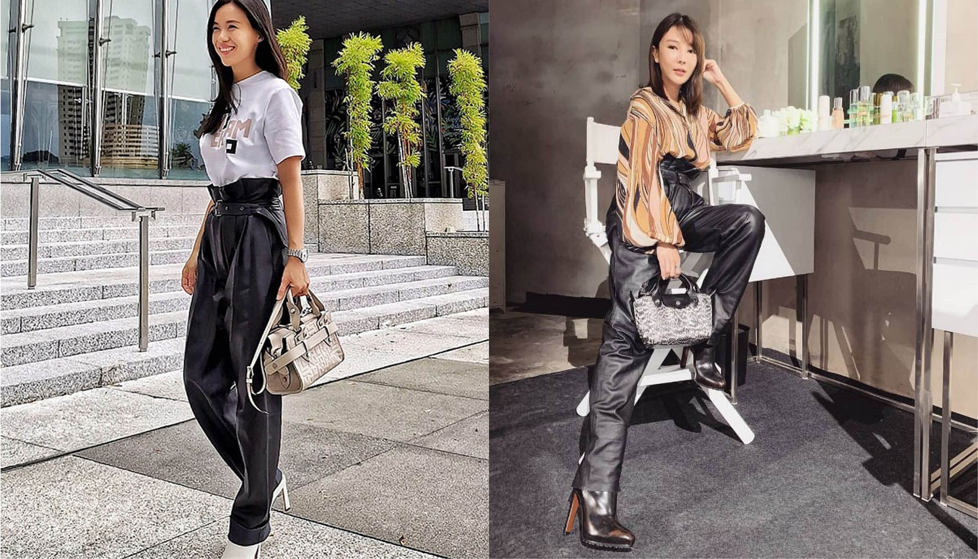 How to Wear Paperbag Pants  Stripe pants outfit, Wide leg pants